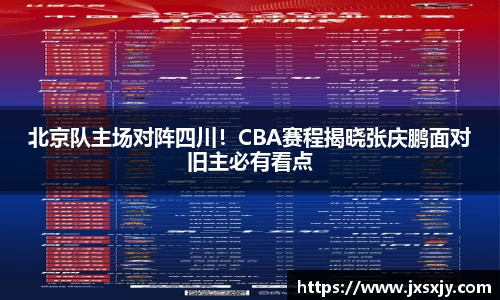 北京队主场对阵四川！CBA赛程揭晓张庆鹏面对旧主必有看点